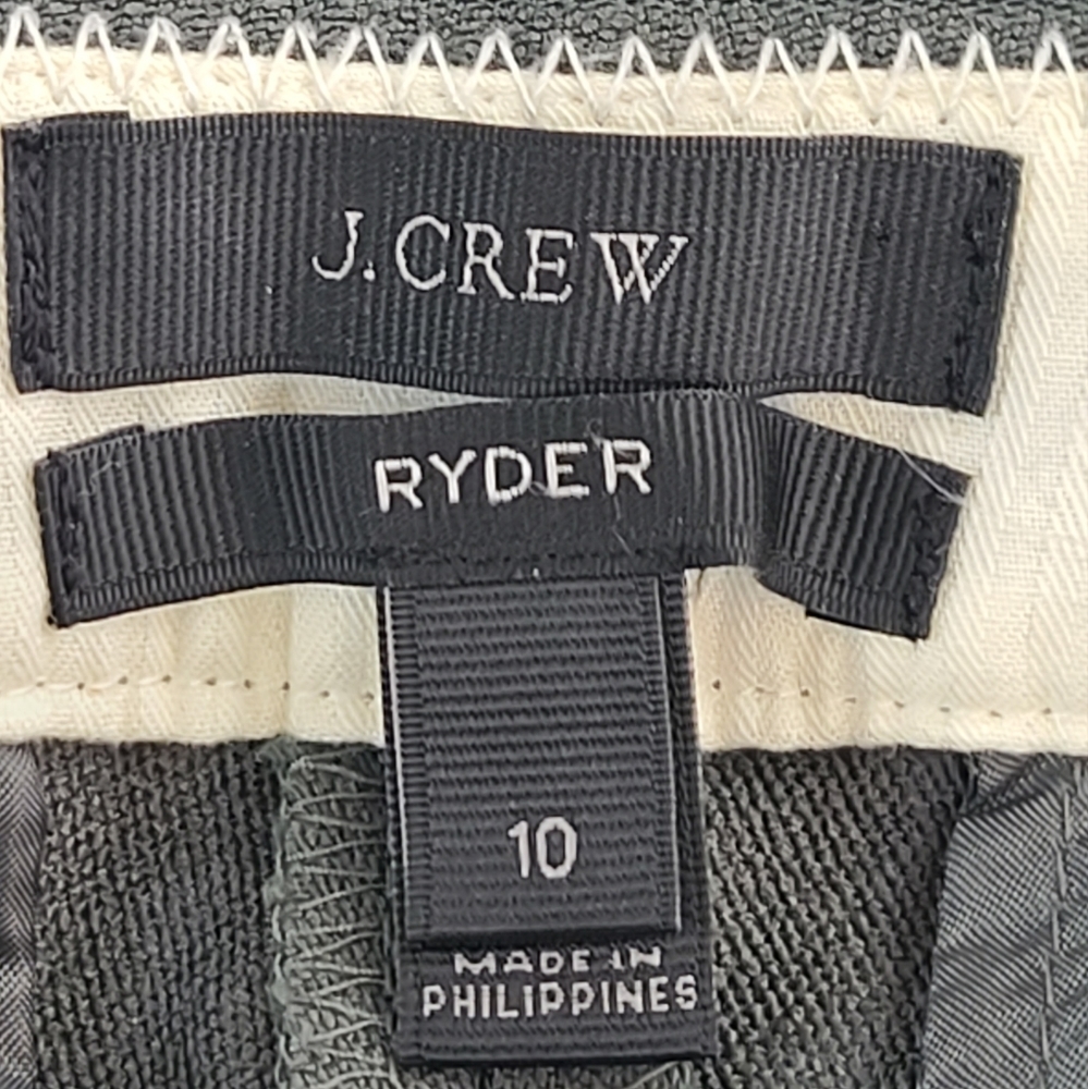 J. Crew Size 10 Ryder Menswear-Style Flat Front Tapered Leg Trousers Pants Gre… - Picture 2 of 8